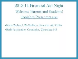 2013-14 Financial Aid Night