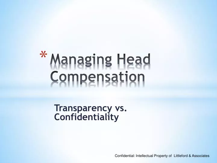 managing head compensation
