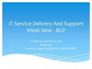 IT Service Delivery And Support Week Nine - BCP