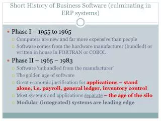 Short History of Business Software (culminating in ERP systems)
