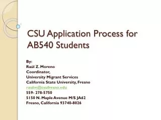 CSU Application Process for AB540 Students