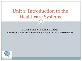 Unit 1: Introduction to the Healthcare Systems