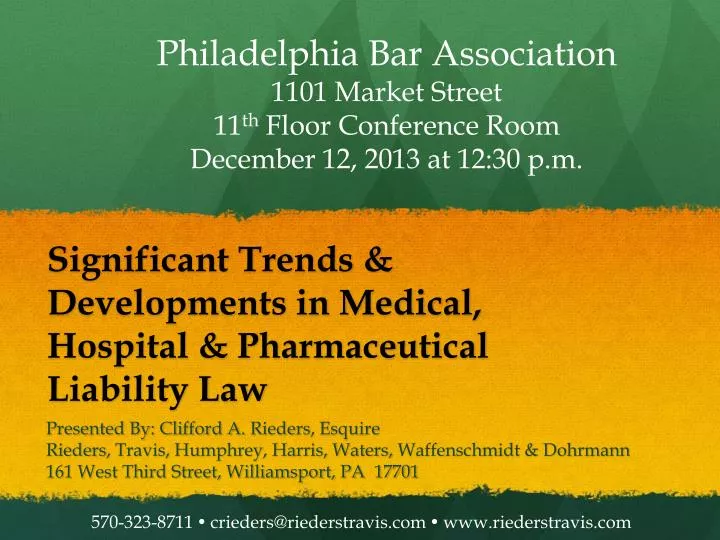 significant trends developments in medical hospital pharmaceutical liability law