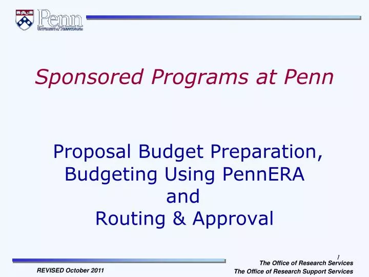 sponsored programs at penn proposal budget preparation budgeting using pennera and routing approval