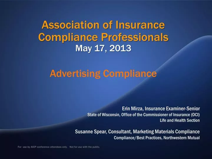 association of insurance compliance professionals may 17 2013