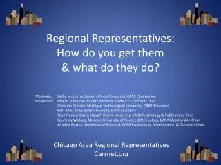 Regional Representatives: How do you get them &amp; what do they do?