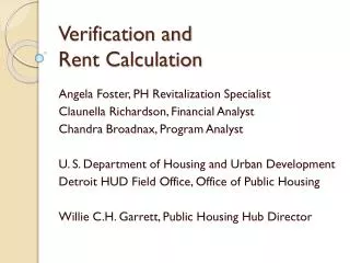 Verification and Rent Calculation