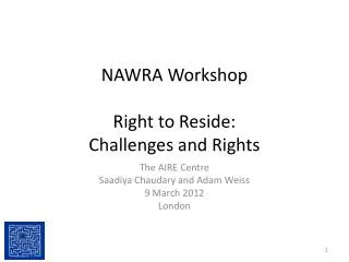 NAWRA Workshop Right to Reside: Challenges and Rights