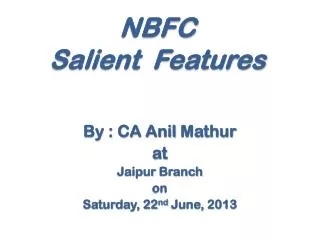 NBFC Salient Features