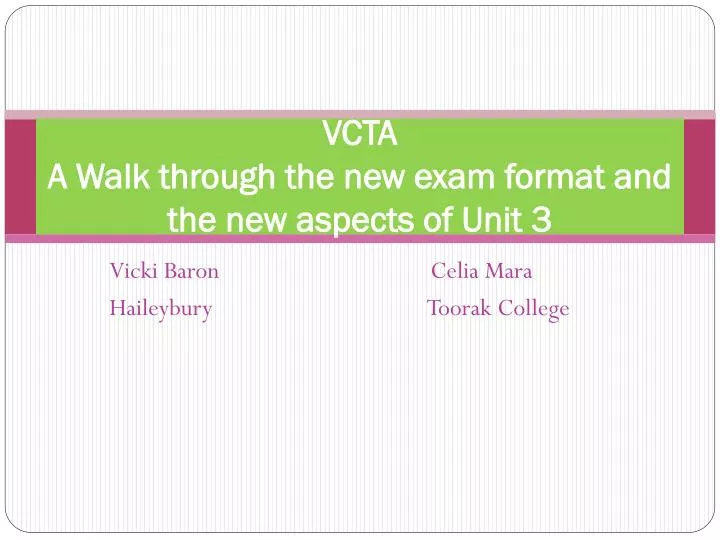 vcta a walk through the new exam format and the new aspects of unit 3