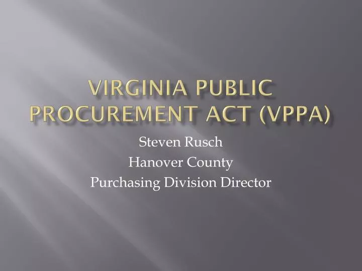 virginia public procurement act vppa