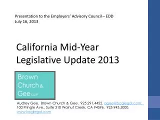 California Mid-Year Legislative Update 2013
