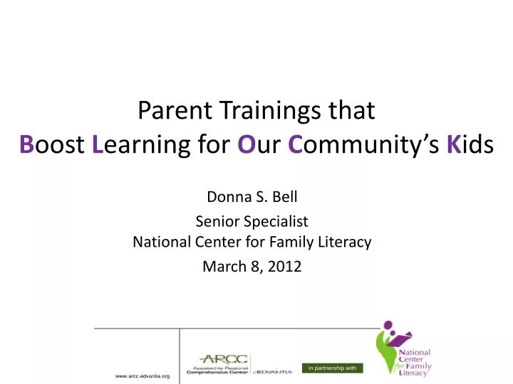 parent trainings that b oost l earning for o ur c ommunity s k ids