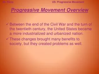 Progressive Movement Overview