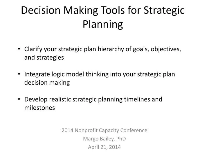 decision making tools for strategic planning