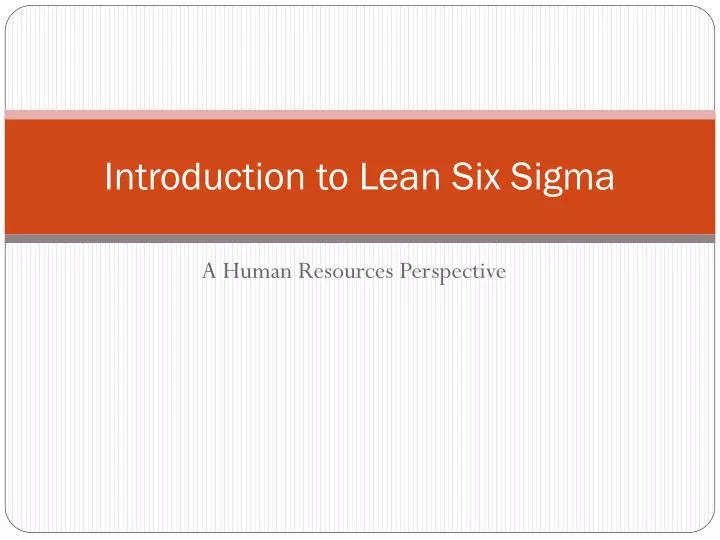 introduction to lean six sigma