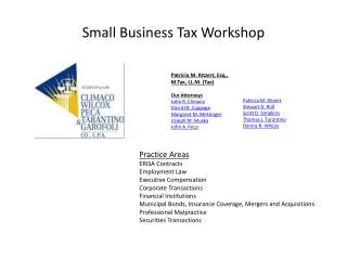 Small Business Tax Workshop