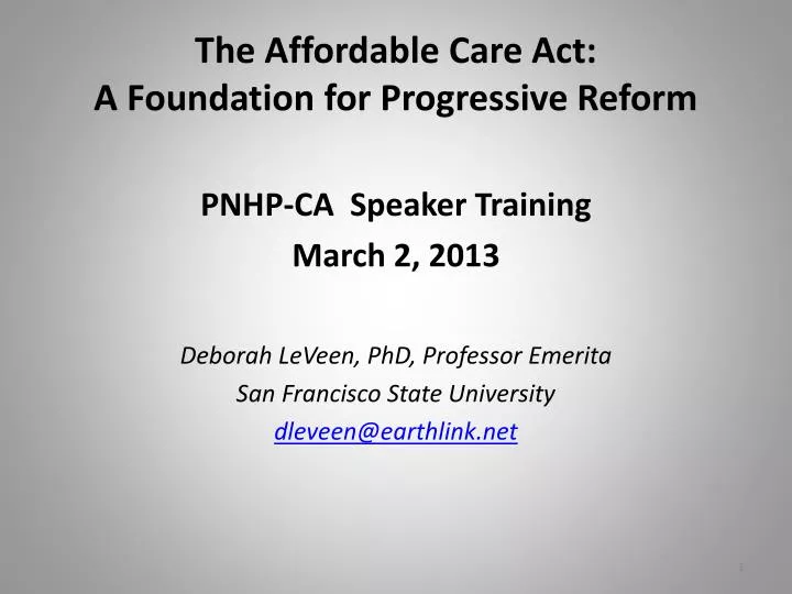 the affordable care act a foundation for progressive reform
