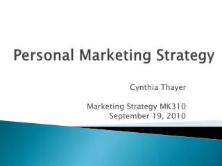 Personal Marketing Strategy