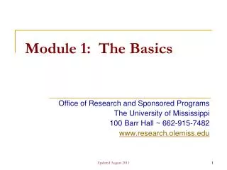 Module 1: The Basics