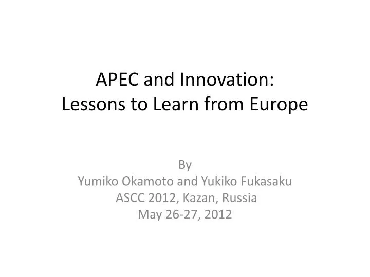 apec and innovation lessons to learn from europe