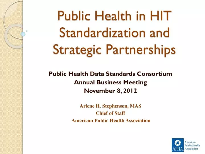 public health in hit standardization and strategic partnerships