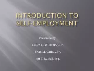 Introduction To Self-Employment