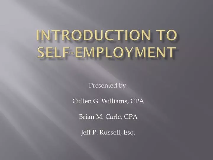 introduction to self employment