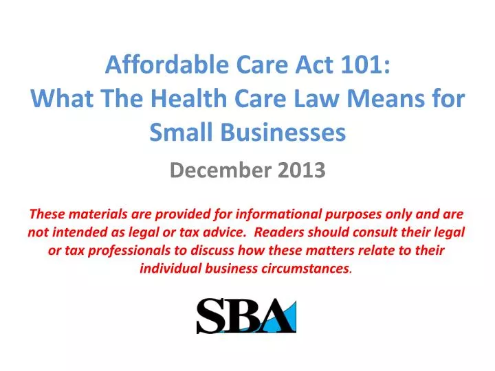 affordable care act 101 what t he health care law means for small businesses
