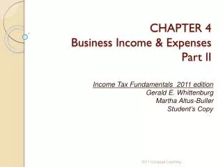 CHAPTER 4 Business Income &amp; Expenses Part II