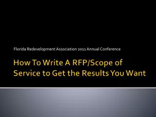 How To Write A RFP/Scope of Service to Get the Results You Want