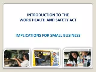 INTRODUCTION TO THE WORK HEALTH AND SAFETY ACT IMPLICATIONS FOR SMALL BUSINESS