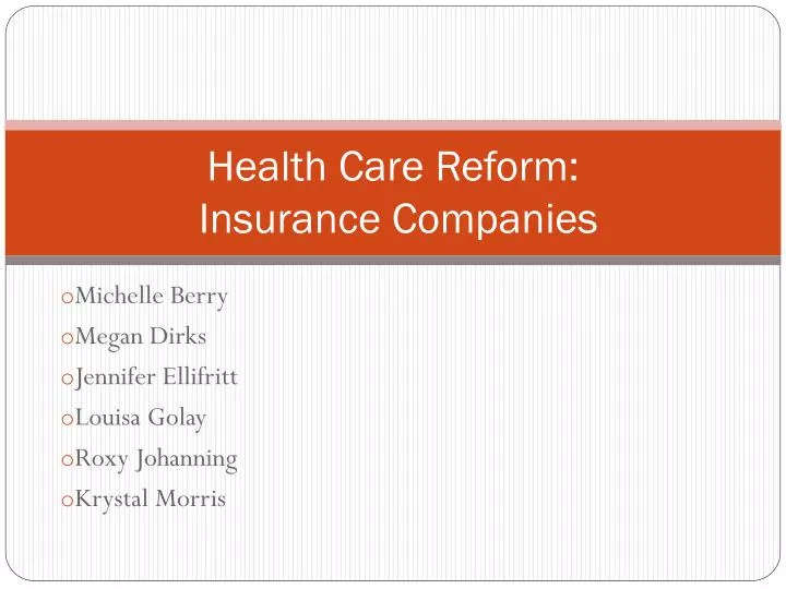 health care reform insurance companies