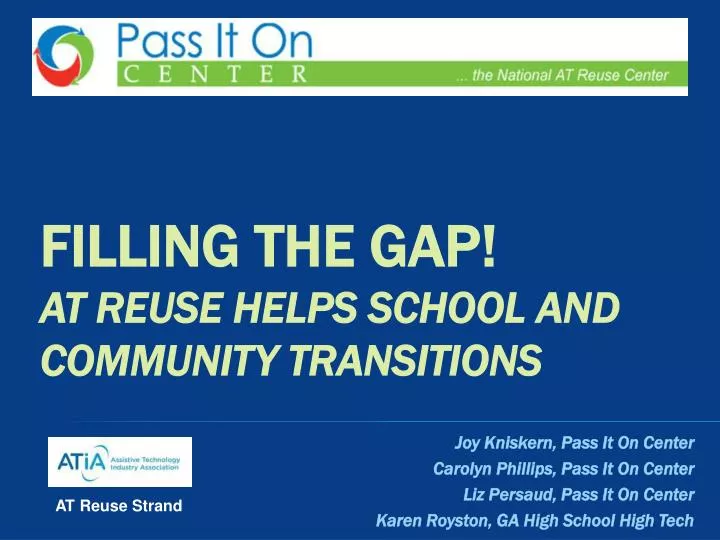 filling the gap at reuse helps school and community transitions