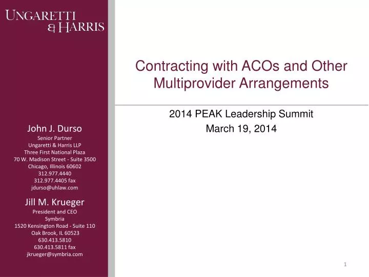 contracting with acos and other multiprovider arrangements