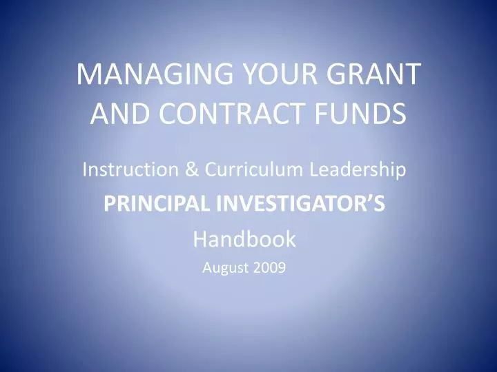managing your grant and contract funds