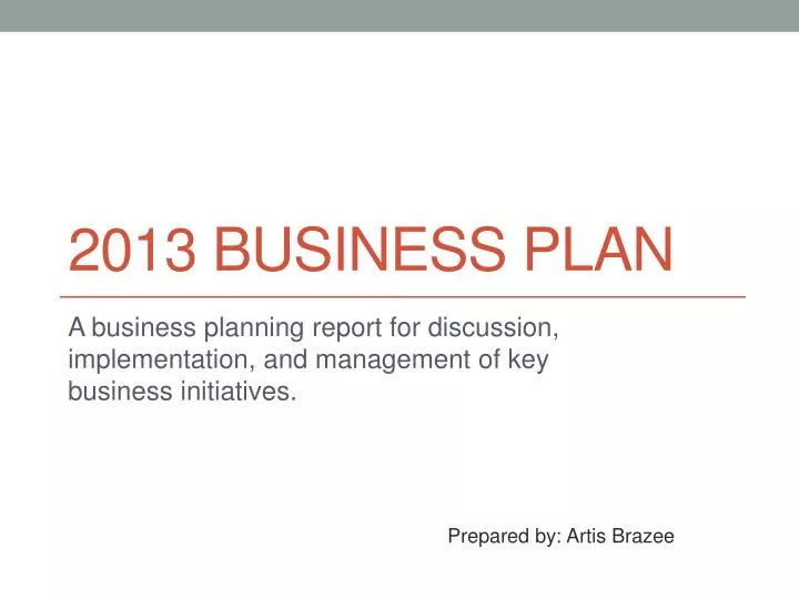 2013 business plan