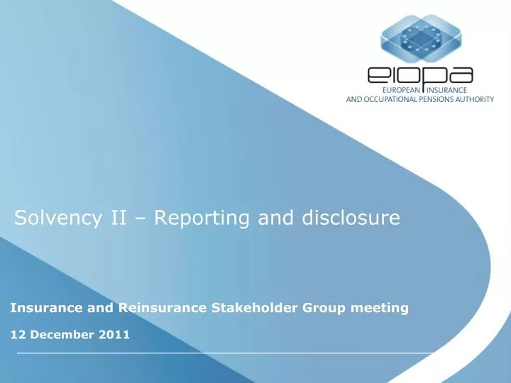 solvency ii reporting and disclosure