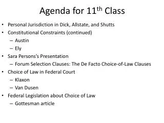 Agenda for 11 th Class