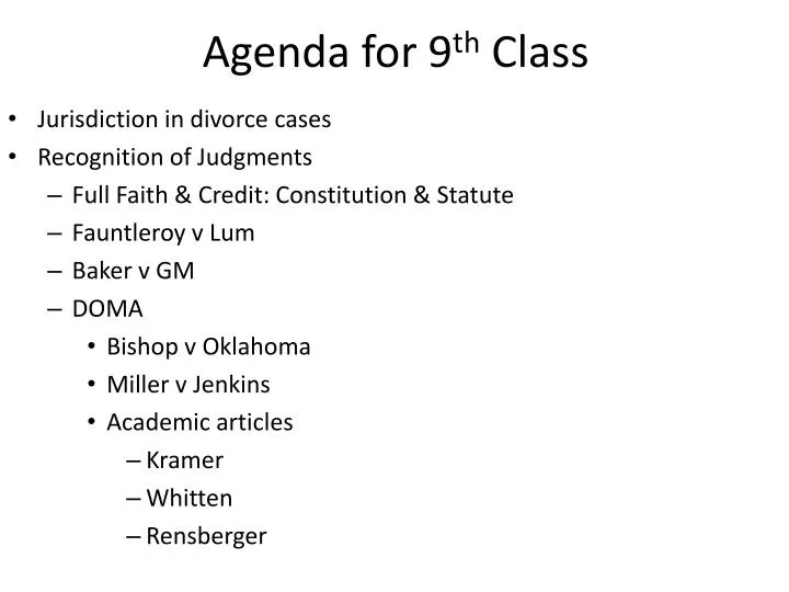 agenda for 9 th class