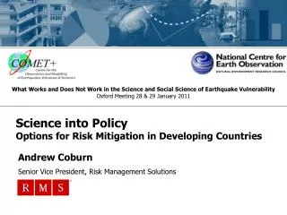 Science into Policy Options for Risk Mitigation in Developing Countries