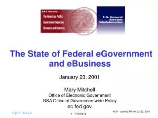 The State of Federal eGovernment and eBusiness