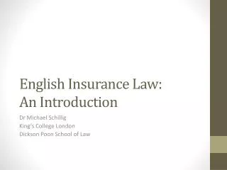 English Insurance Law: An Introduction