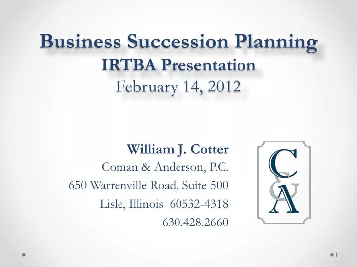 business succession planning irtba presentation february 14 2012