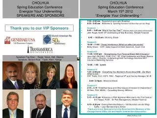 CHOLHUA Spring Education Conference 	 Energize Your Underwriting SPEA