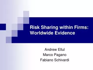 Risk Sharing within Firms: Worldwide Evidence