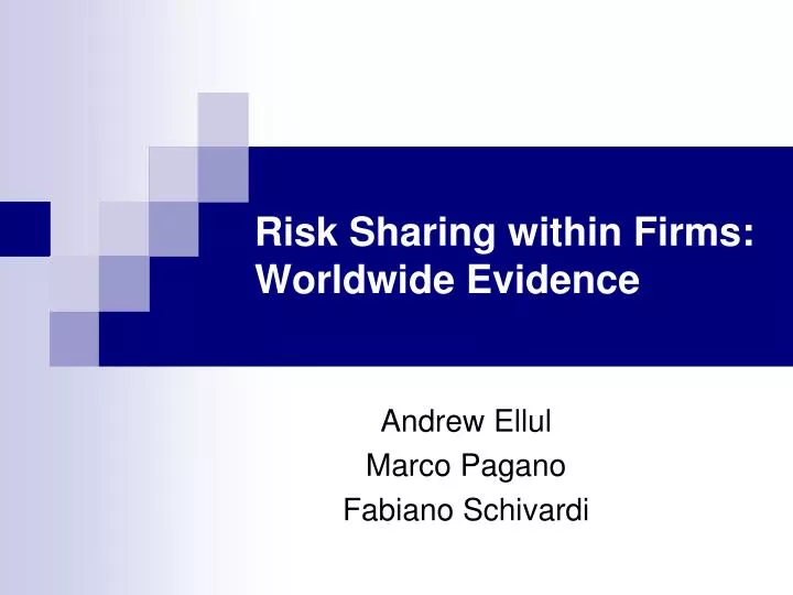 risk sharing within firms worldwide evidence