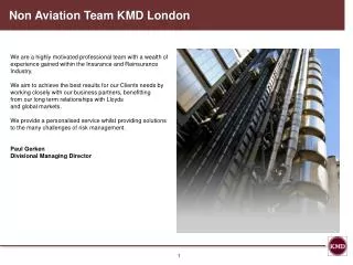 Non Aviation Team KMD London