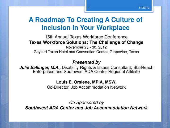 PPT - A Roadmap To Creating A Culture of Inclusion In Your Workplace  PowerPoint Presentation - ID:1675415