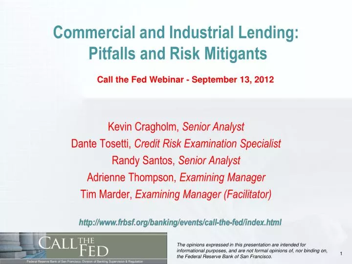 commercial and industrial lending pitfalls and risk mitigants